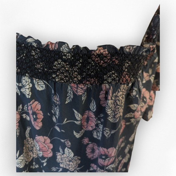 Vilshenko Sereia Maxi Off Shoulder Floral dress sz XL navy pink black - Picture 9 of 10